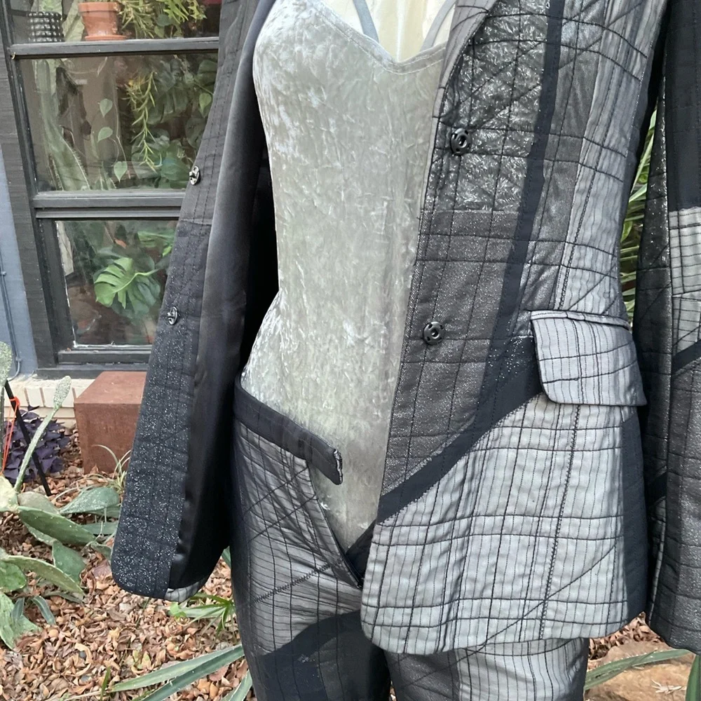 BCBGMAXAZRIA Runway Patchwork Pant Suit Size 2 - Picture 7 of 16